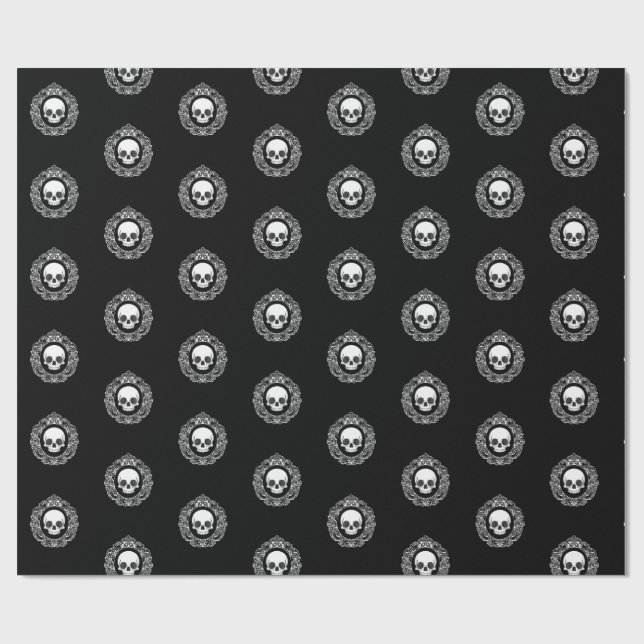 Victorian Skull Cameo Wrapping Paper (Flat)