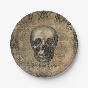Victorian Skull Grunge halloween themed  Paper Plates
