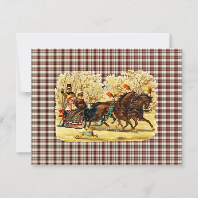 Victorian Sleigh Ride Christmas Holiday Card (Front)