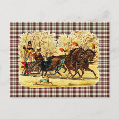 Victorian Sleigh Ride Christmas Holiday Postcard