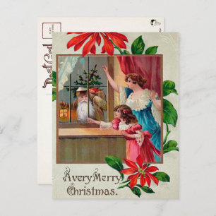 Victorian Snooping Santa Postcard