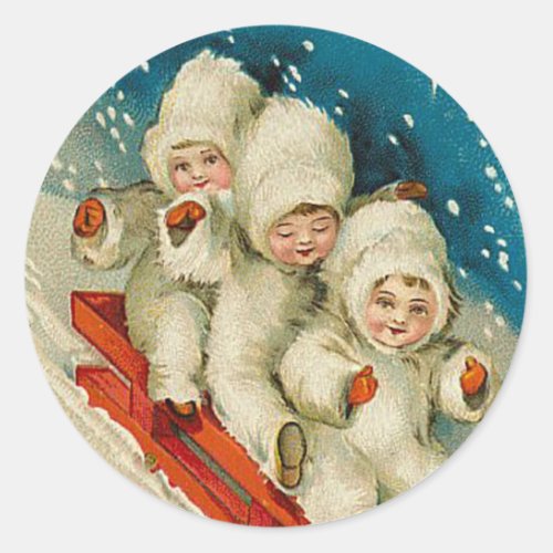 Victorian Snow Baby Christmas sticker