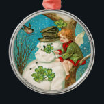 Victorian Snowman and Clover Christmas Ornament<br><div class="desc">Make your Christmas special with these Victorian Christmas snowman ornaments. Keepsake ornaments with Victorian designs fully restored for best printing quality. Easy to customize with name and date.</div>