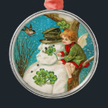 Victorian Snowman and Clover Christmas Ornament<br><div class="desc">Make your Christmas special with these Victorian Christmas snowman ornaments. Keepsake ornaments with Victorian designs fully restored for best printing quality. Easy to customize with name and date.</div>