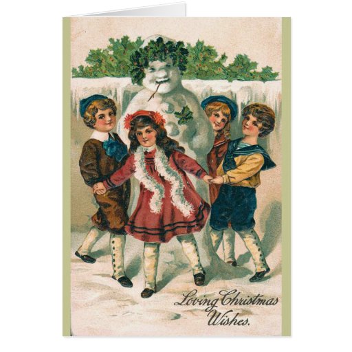 Victorian Snowman Christmas Card | Zazzle