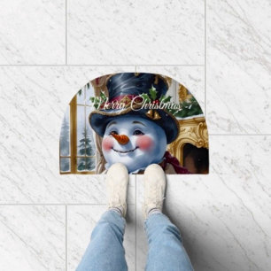 Victorian Snowman Christmas Design Doormat