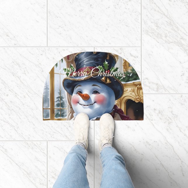 Victorian Snowman Christmas Design Doormat (Indoor)