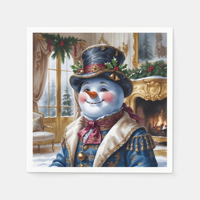 Victorian Snowman Christmas Design  Napkins (Front)