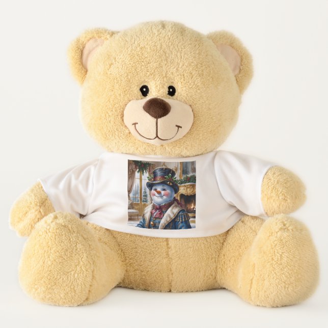 Victorian Snowman Christmas Design Teddy Bear (Front)