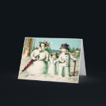 Victorian Snowman Family Christmas Card<br><div class="desc">Vintage Victorian snowman family Christmas card.  High quality vintage image.</div>