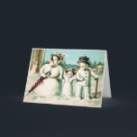 Victorian Snowman Family Christmas Card<br><div class="desc">Vintage Victorian snowman family Christmas card.  High quality vintage image.</div>