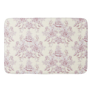 Victorian,soft yellow, soft pink,floral,pattern,vi bath mat