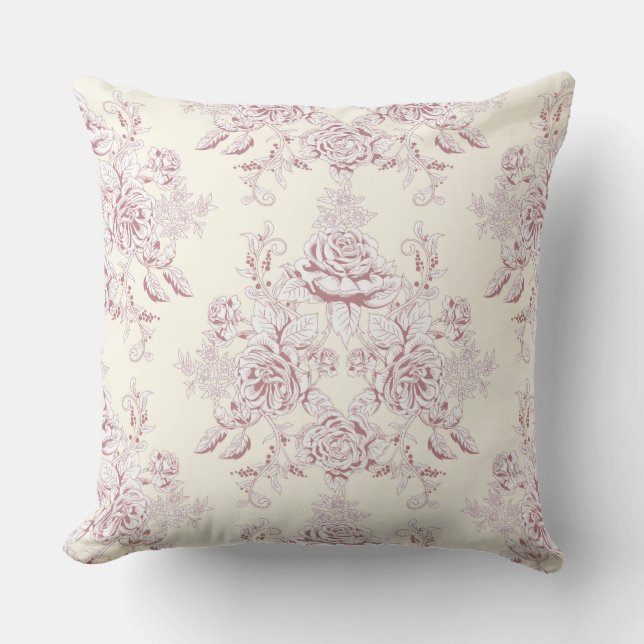 Victorian,soft yellow, soft pink,floral,pattern,vi outdoor pillow (Front)