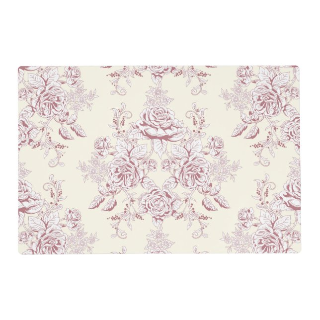 Victorian,soft yellow, soft pink,floral,pattern,vi placemat (Front)
