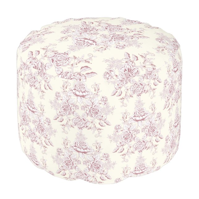 Victorian,soft yellow, soft pink,floral,pattern,vi pouf (Angled Front)