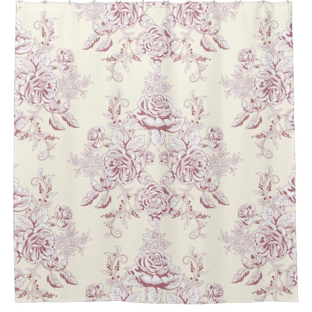 Victorian,soft yellow, soft pink,floral,pattern,vi shower curtain (Front)