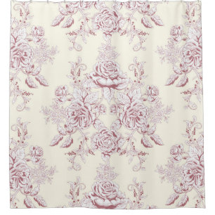 Victorian,soft yellow, soft pink,floral,pattern,vi shower curtain