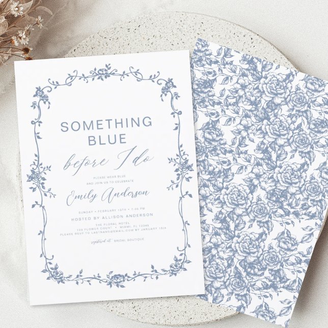 Victorian Something Blue French Bridal Shower Invitation (Creator Uploaded)