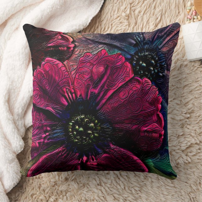 Victorian Splendor:  Exquisite Floral Design  Throw Pillow (Blanket)