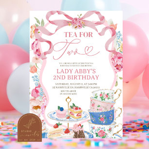  Victorian Spring Floral 2nd Birthday party Invitation