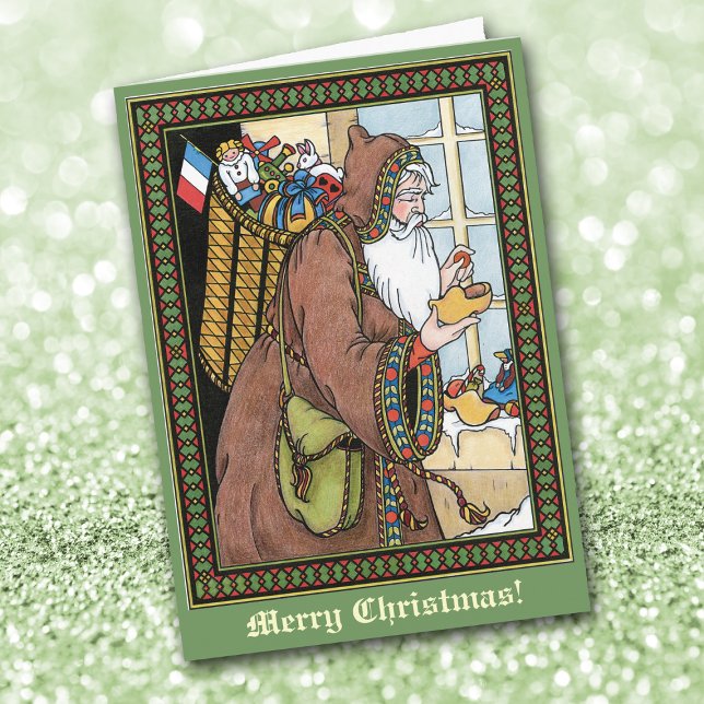Victorian St Nicholas Old Fashioned Christmas Holiday Card (Creator Uploaded)