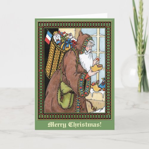 Victorian St Nicholas Old Fashioned Christmas Holiday Card