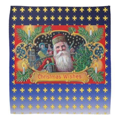 Victorian St. Nick with Gold Stars and Toys Bandana