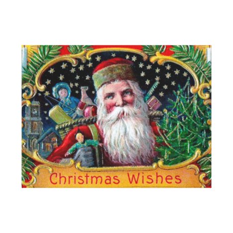 Victorian St. Nick with Gold Stars and Toys Canvas Print