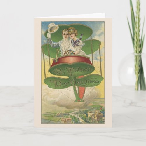 Victorian St Patricks Day Couple Greeting Card