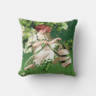 Victorian St Patrick's Day Throw Pillow