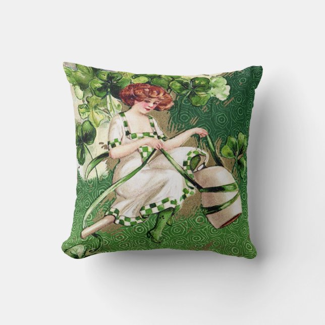 Victorian St Patrick's Day Throw Pillow (Front)