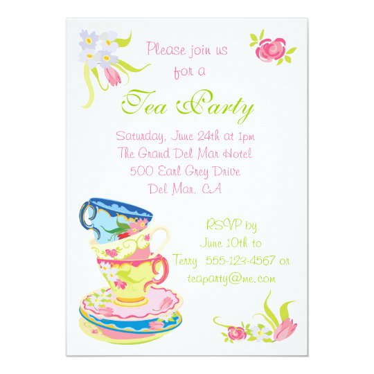 Victorian Stacked Tea Cups Tea Party Invitation | Zazzle.com