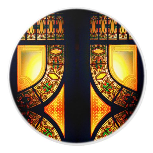 Victorian stained glass door elegant ceramic knob