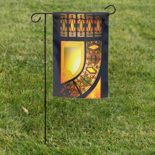 Victorian stained glass door elegant garden flag