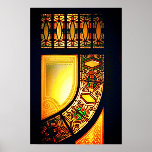 Victorian stained glass door elegant poster