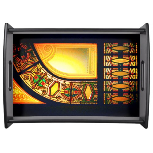 Victorian stained glass door elegant serving tray