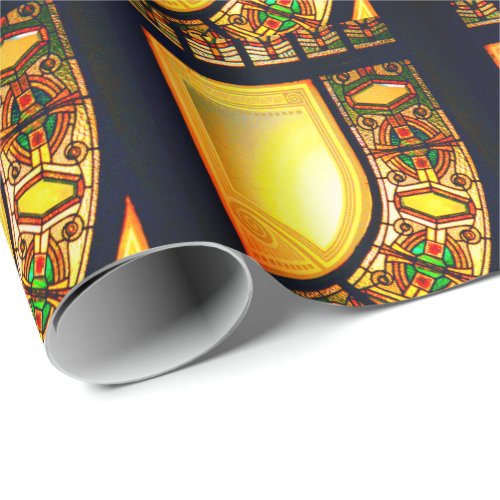 Victorian stained glass door elegant wrapping paper