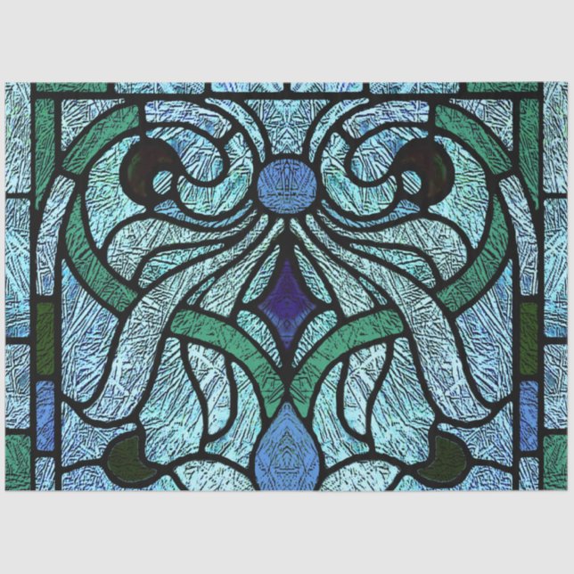 Victorian Stained Glass in Rich Blue Tissue Paper (Front)