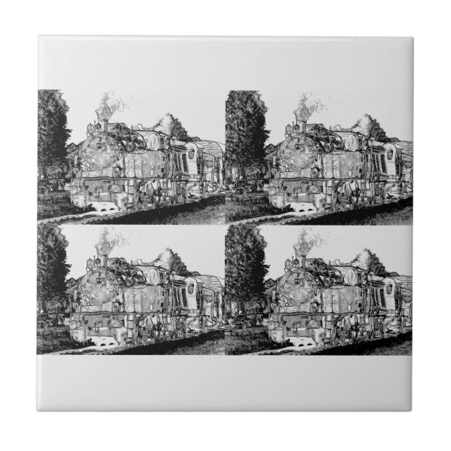 Victorian Steam Trains  Ceramic Tile (Front)