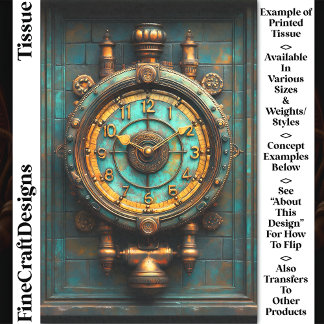 Victorian Steampunk Brass Clock CZ2 Decoupage Tissue Paper