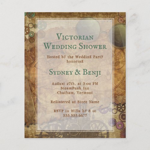 Victorian Steampunk Budget Shower Invitations Flyer