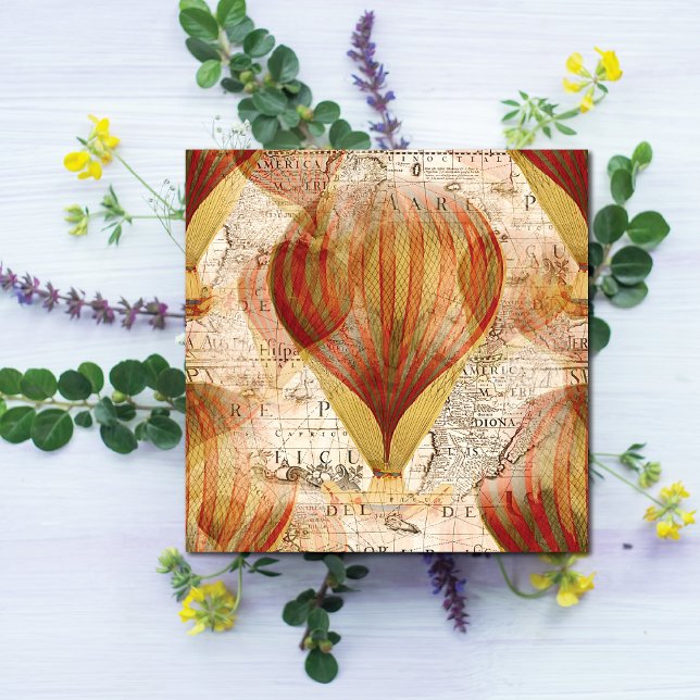 Victorian Steampunk Collage of Hot Air Balloons Card (Great steampunk card for all year, you can personalize the message on the back.)