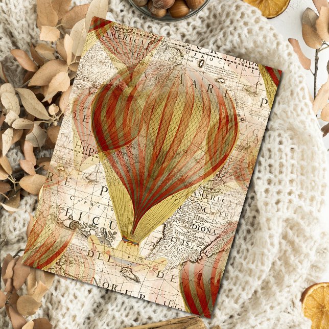 Victorian Steampunk Collage of Hot Air Balloons Thank You Card (Get this hot air balloon greeting card for any fall event. Choose your size and personalize.)