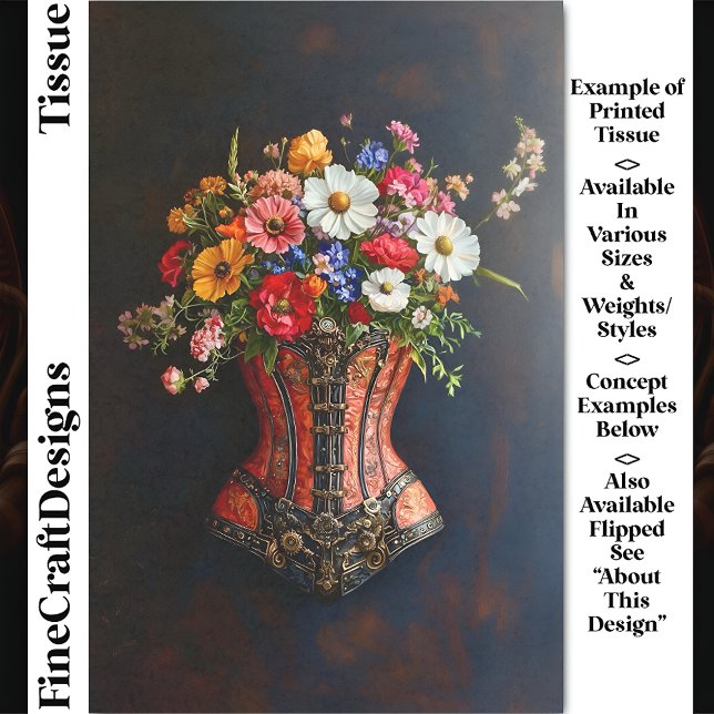 Victorian Steampunk Corset Flowers DF5L Decoupage Tissue Paper (Creator Uploaded)
