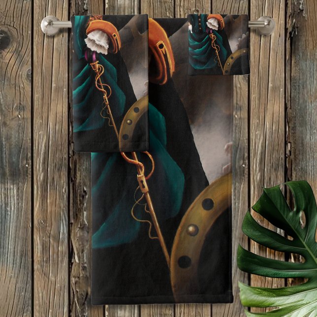 Victorian Steampunk Couple Elegance Romance Bath Towel Set (Creator Uploaded)