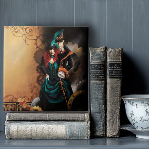 Victorian Steampunk Couple Elegance Romance  Ceramic Tile