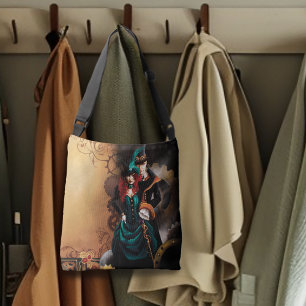 Victorian Steampunk Couple Elegance Romance  Crossbody Bag