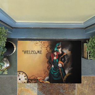 Victorian Steampunk Couple Elegance Romance Doormat