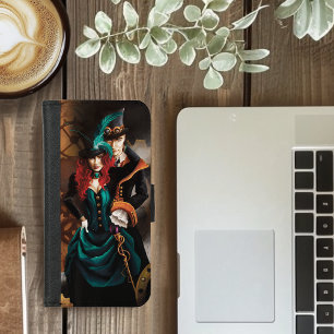 Victorian Steampunk Couple Elegance Romance iPhone 8/7 Wallet Case