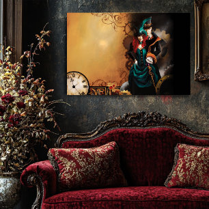 Victorian Steampunk Couple Elegance Romance Poster